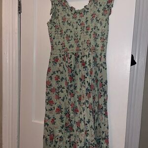 Jessa Kae “Chloe” Dress - Green Floral Midi Dress